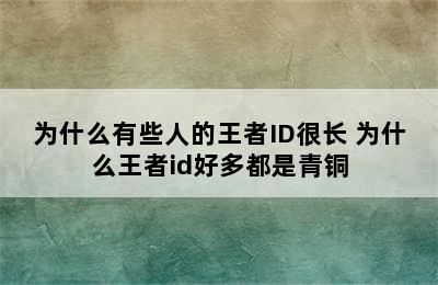 为什么有些人的王者ID很长 为什么王者id好多都是青铜